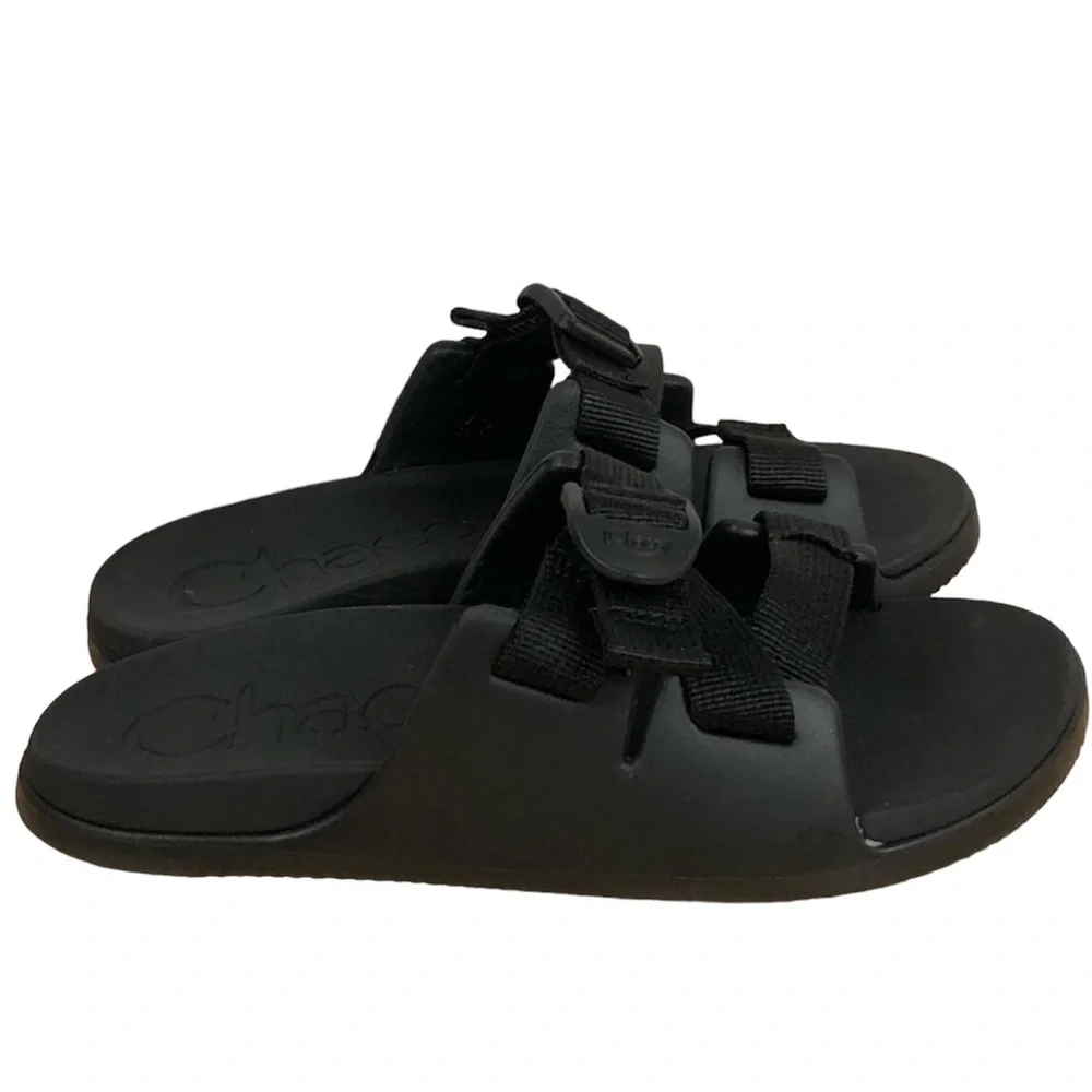 NEW Kids Chaco sandals Black Chillos Sport Shoe open back adjustable cross strap